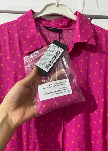 Puantiyeli Pembe Uzun Elbise - Görsel 2