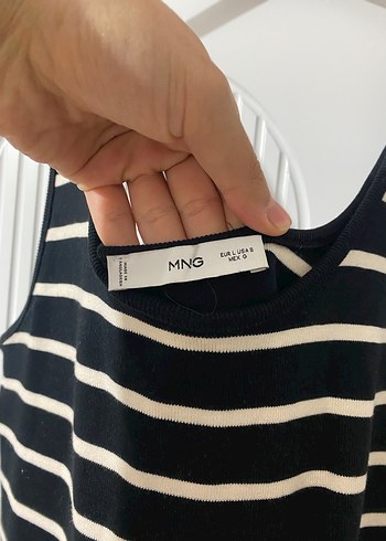 Çizgili Siyah Uzun Kolsuz Elbise - Görsel 2