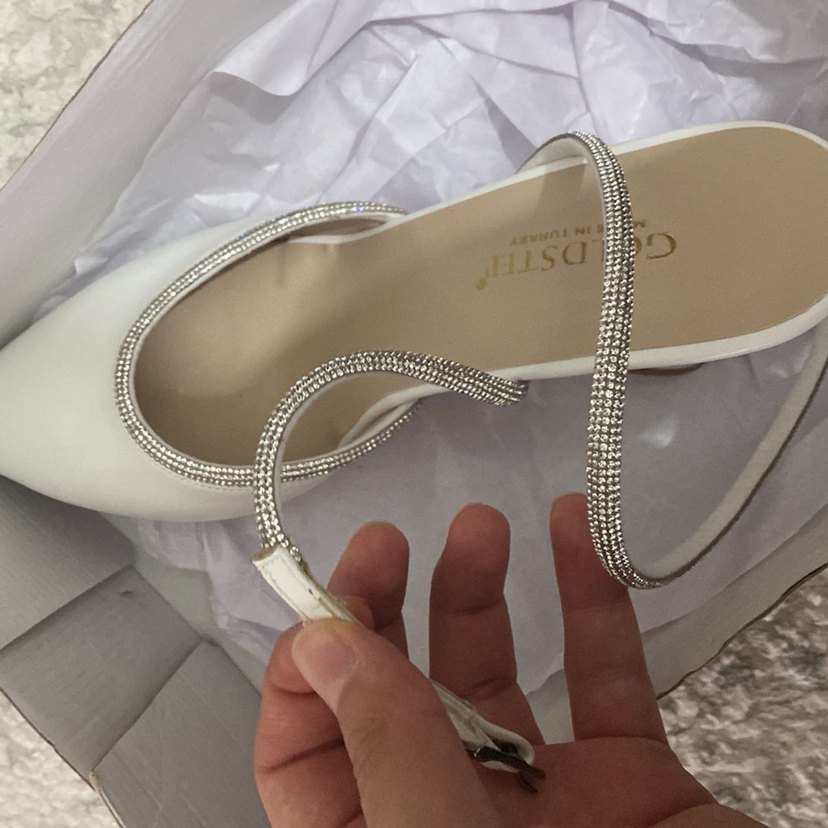 Beyaz Kadın Dolgu Topuklu Abiye Ayakkabı - Görsel 4