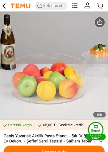 Beden beyaz Renk Geniş Yuvarlak Akrilik Pasta Standı - Beyaz