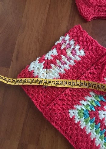 Renkli Örgü Kız Panço seti - Görsel 3