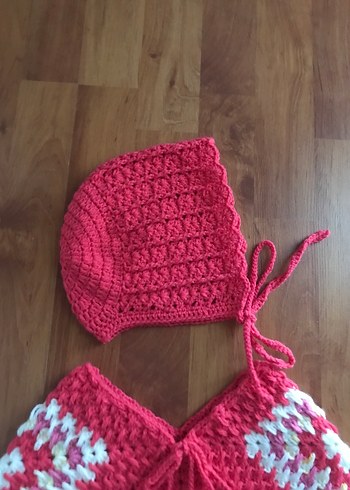 Renkli Örgü Kız Panço seti - Görsel 2