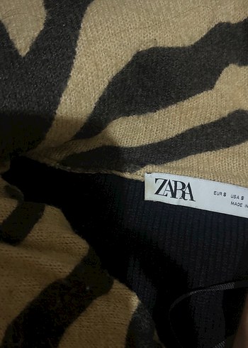 Zebra Desenli Fermuarlı Kadın Kazak - Görsel 4