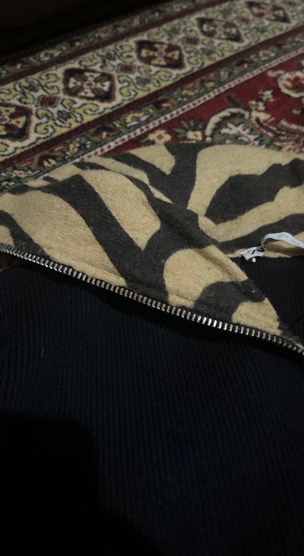 Zebra Desenli Fermuarlı Kadın Kazak - Görsel 2