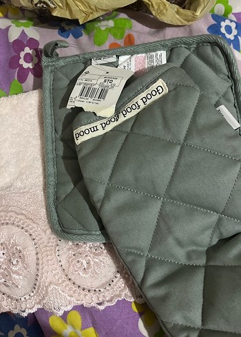 Gri Nakışlı Fırın Eldiveni Seti - Görsel 2