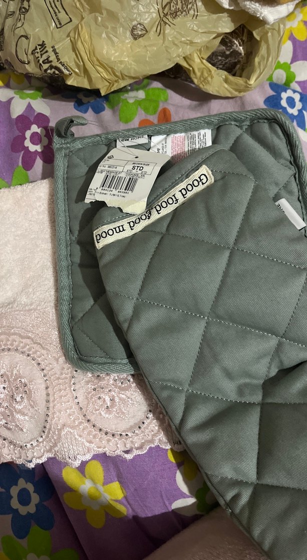 Gri Nakışlı Fırın Eldiveni Seti - Görsel 2