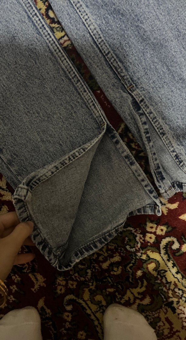 Gri Mavi Batik Desenli Bol Kesim Kadın Kot - Görsel 2