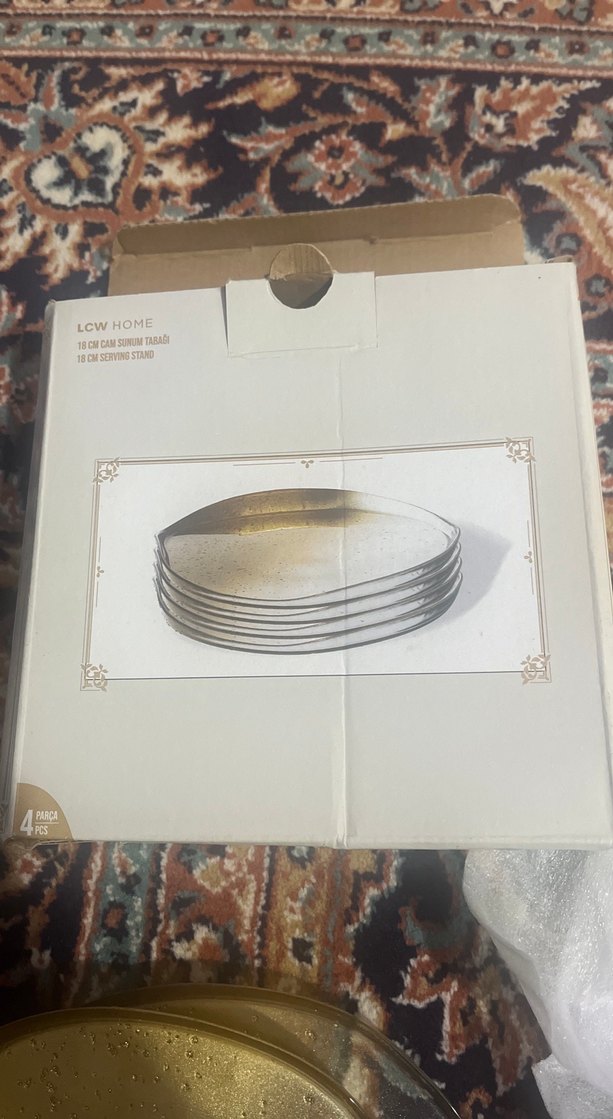 Altın Renkli Düz Cam Tabak Seti - Görsel 2