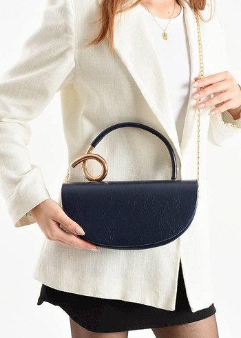 Kahverengi Deri Yılan Desenli Klasik Çanta - Görsel 8