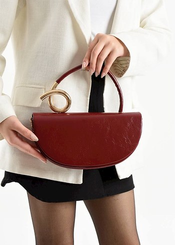 Kahverengi Deri Yılan Desenli Klasik Çanta - Görsel 4