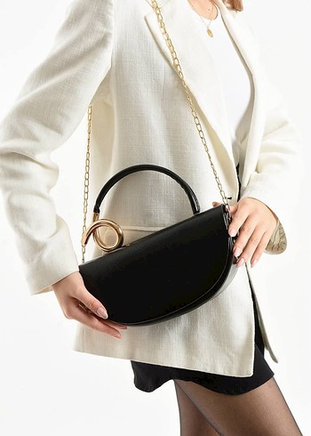 Kahverengi Deri Yılan Desenli Klasik Çanta - Görsel 5