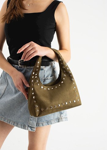 troklu süet çanta - Görsel 8