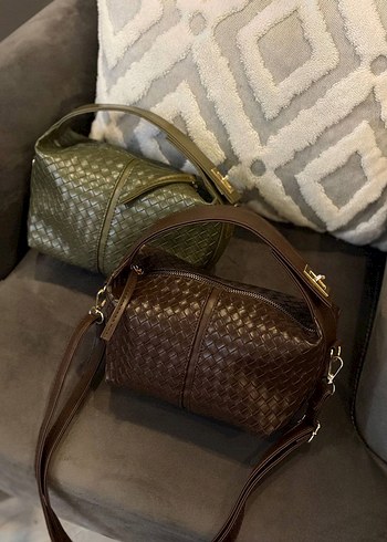 Gri Deri Kadın El Çantası - Görsel 3