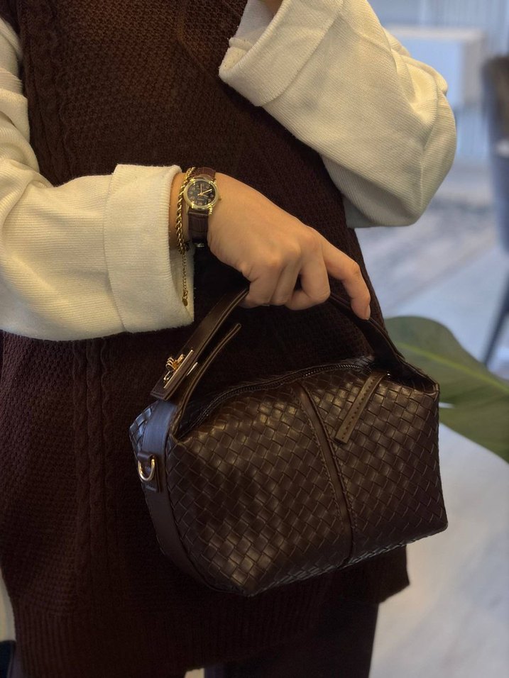 Gri Deri Kadın El Çantası - Görsel 2