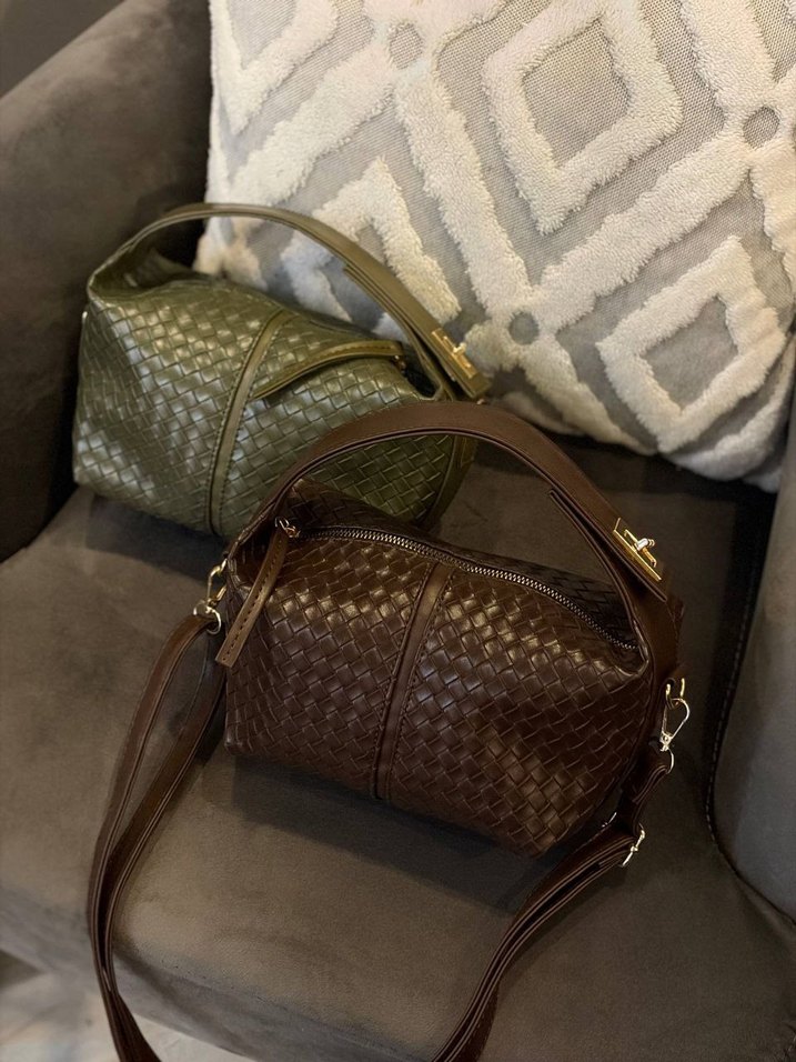 Gri Deri Kadın El Çantası - Görsel 3