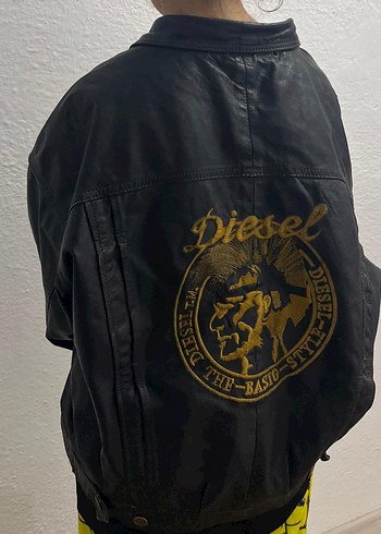 diğer Beden Kadın Siyah Deri Nakışlı Biker Ceket