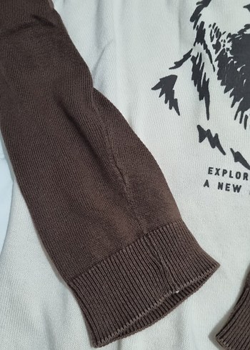 Kahverengi Baskılı Uzun Kollu kazak - Görsel 3