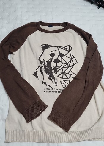 Kahverengi Baskılı Uzun Kollu kazak - Görsel 2