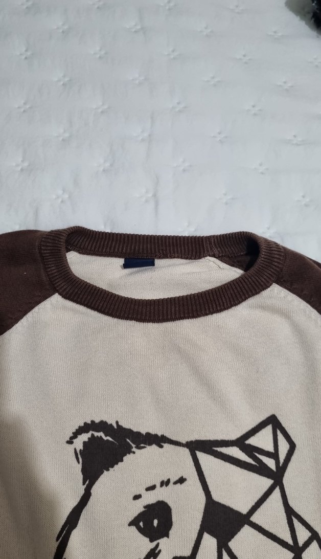 Kahverengi Baskılı Uzun Kollu kazak - Görsel 4