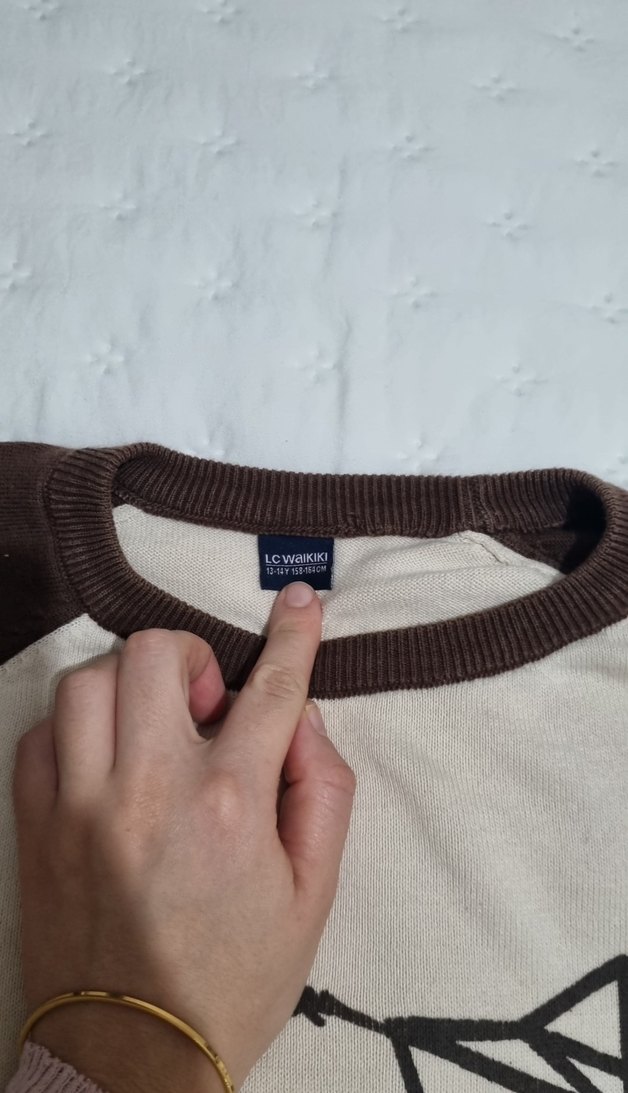 Kahverengi Baskılı Uzun Kollu kazak - Görsel 5