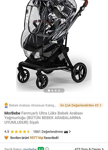 Fermuarlı bebek arabası yağmurluğu 