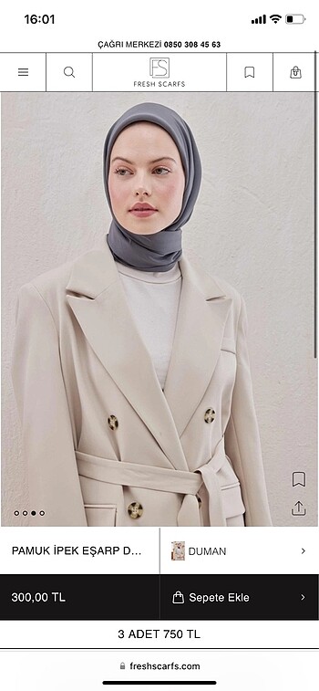  Beden Freshscarf Pamuk İpek Eşarp