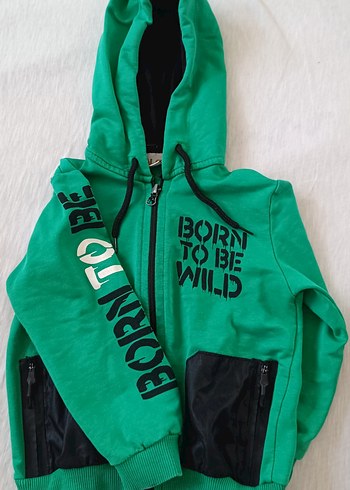 Yeşil Kapüşonlu Fermuarlı Erkek Sweatshirt