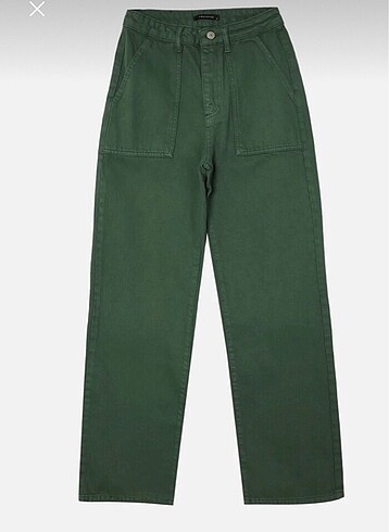36 Beden Trendyolmilla Yeşil Cep Detaylı Yüksek Bel Wide Leg Jeans