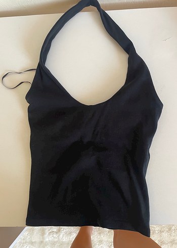 Siyah halter yaka tişört - Görsel 3