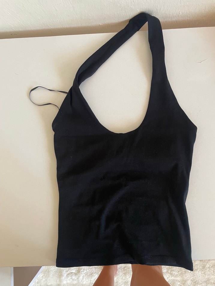 Siyah halter yaka tişört - Görsel 5