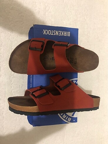 39 Beden kırmızı Renk Birkenstocks Çift Bant Terlik