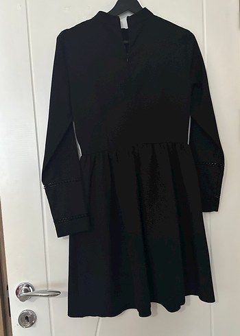 Siyah Uzun Kollu Gotik Midi Elbise - Görsel 3