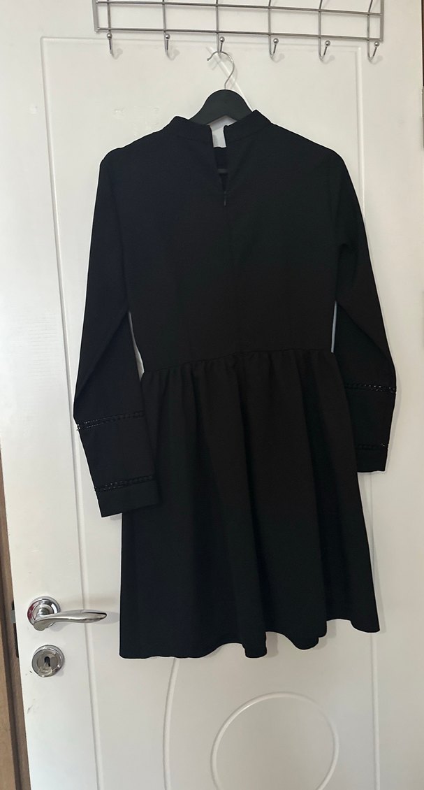 Siyah Uzun Kollu Gotik Midi Elbise - Görsel 3