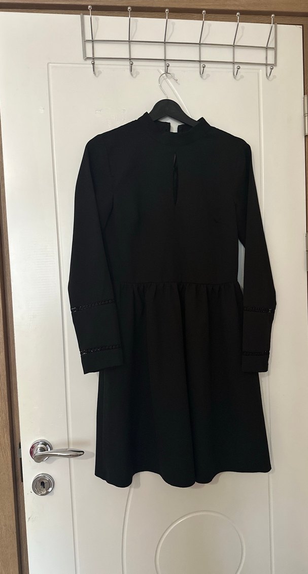 Siyah Uzun Kollu Gotik Midi Elbise - Görsel 2