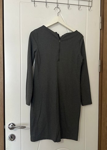 Gri Uzun Kollu Midi Triko Elbise - Görsel 2