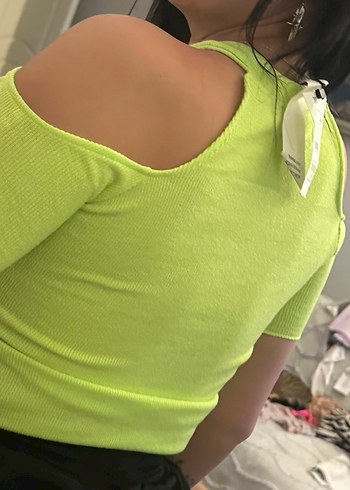 Sarı Straplez Mini Crop Top - Görsel 2