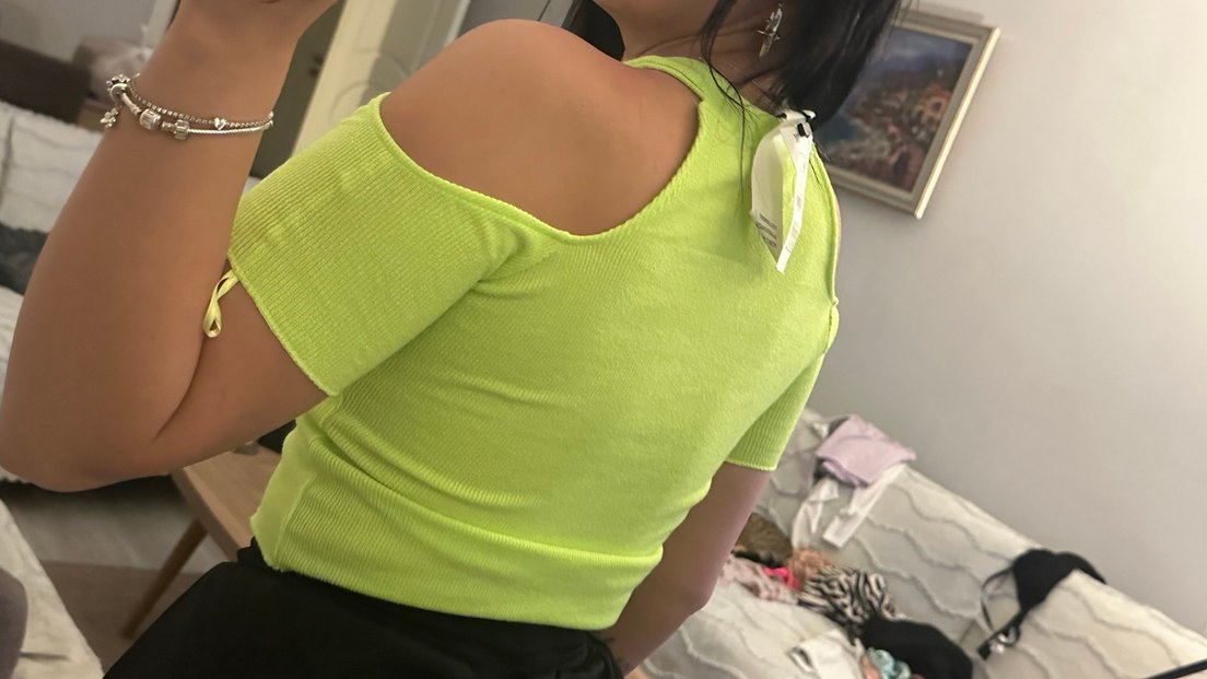 Sarı Straplez Mini Crop Top - Görsel 2