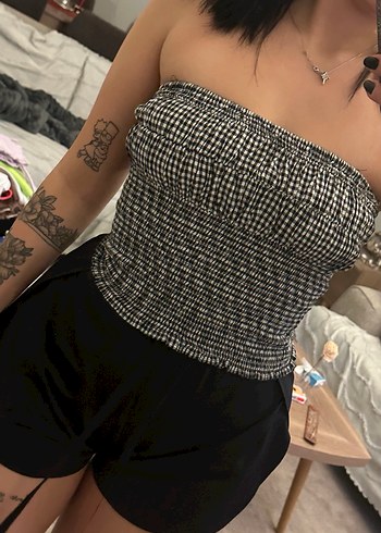 Kadın Kareli Straplez Bustiyer - Görsel 5