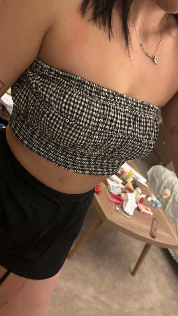 Kadın Kareli Straplez Bustiyer - Görsel 2