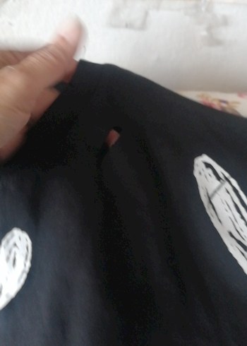 xl Beden siyah Renk Siyah Kalp Baskılı Pamuklu Tişört