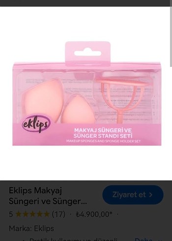Eklips Pembe Makyaj Süngeri ve Stand Seti - Görsel 3