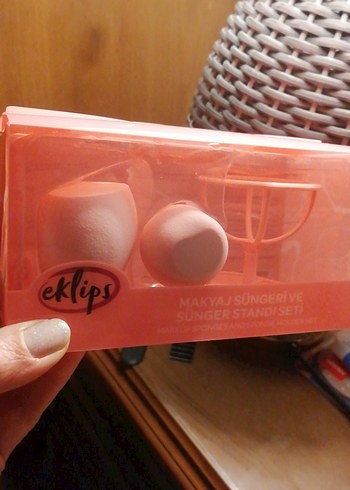 Eklips Pembe Makyaj Süngeri ve Stand Seti - Görsel 2