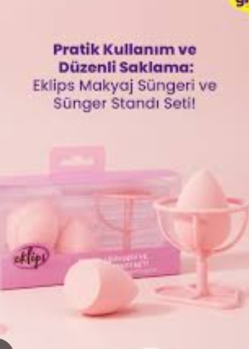Eklips Pembe Makyaj Süngeri ve Stand Seti - Görsel 4