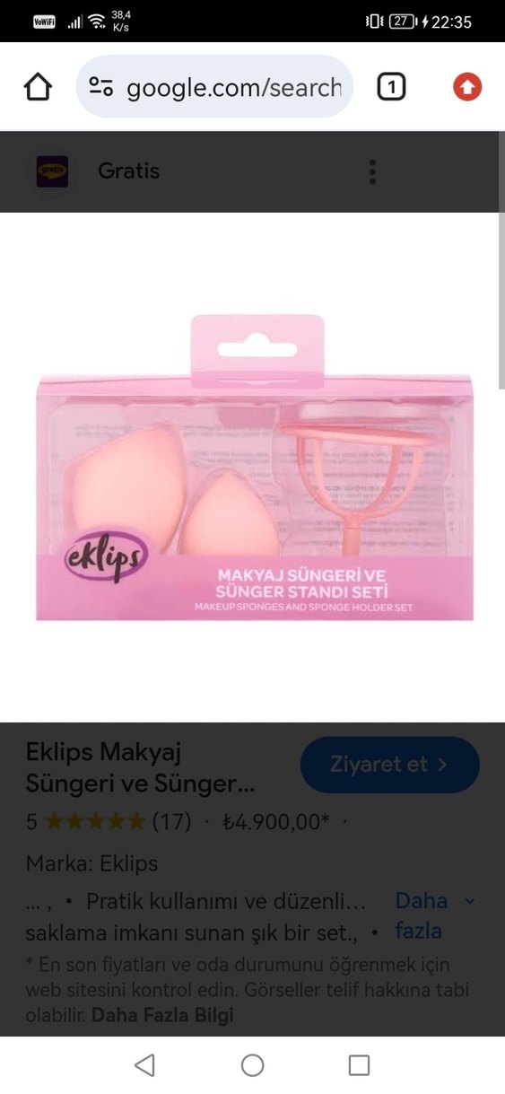 Eklips Pembe Makyaj Süngeri ve Stand Seti - Görsel 3