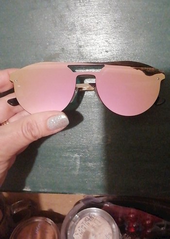 Parlak Pembe Biker Tarzı Kadın Güneş Gözlüğü aynalı - Görsel 2