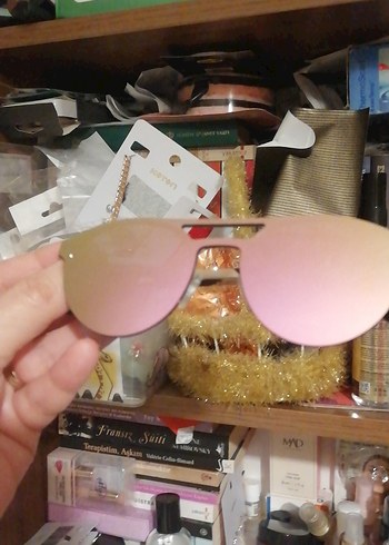 Parlak Pembe Biker Tarzı Kadın Güneş Gözlüğü aynalı - Görsel 5