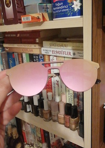 Parlak Pembe Biker Tarzı Kadın Güneş Gözlüğü aynalı - Görsel 6