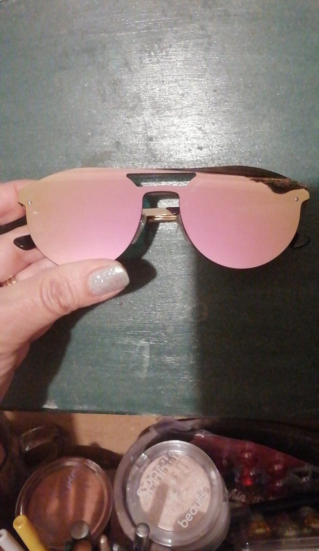 Parlak Pembe Biker Tarzı Kadın Güneş Gözlüğü aynalı - Görsel 2