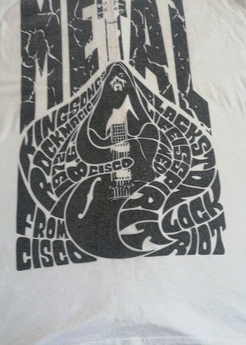 m Beden Beyaz Baskılı Rock Punk Atlet