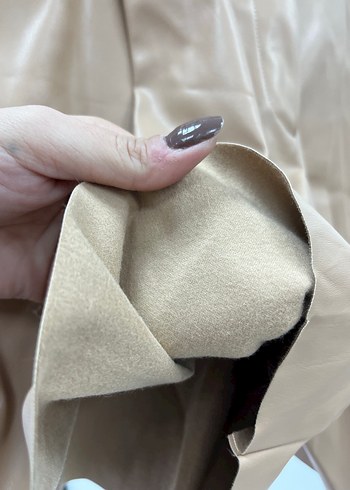 Kadın Bej Mini Deri Şort - Görsel 4